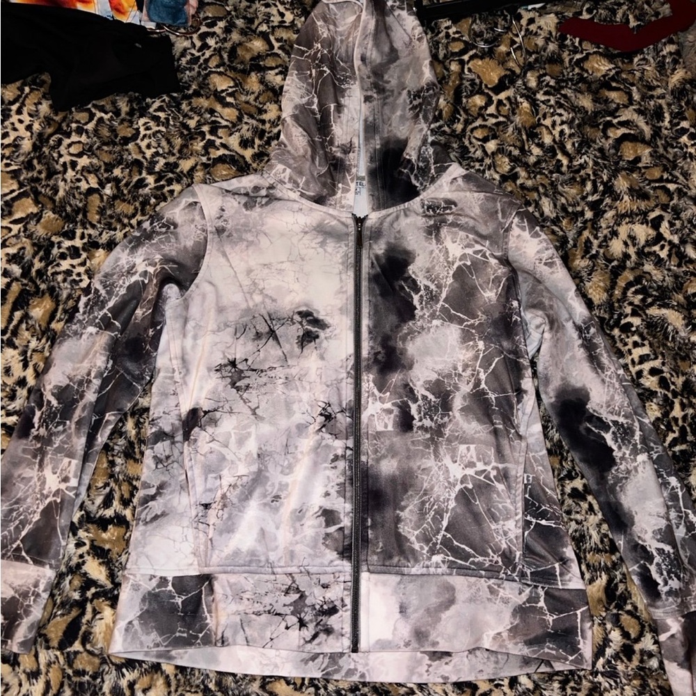 Gray Marble Zip Up Jacket
